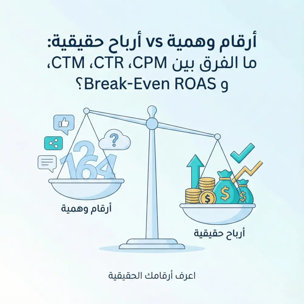 أرقام وهمية vs أرباح حقيقية ما الفرق بين CPM، CTR، و Break Even ROAS4